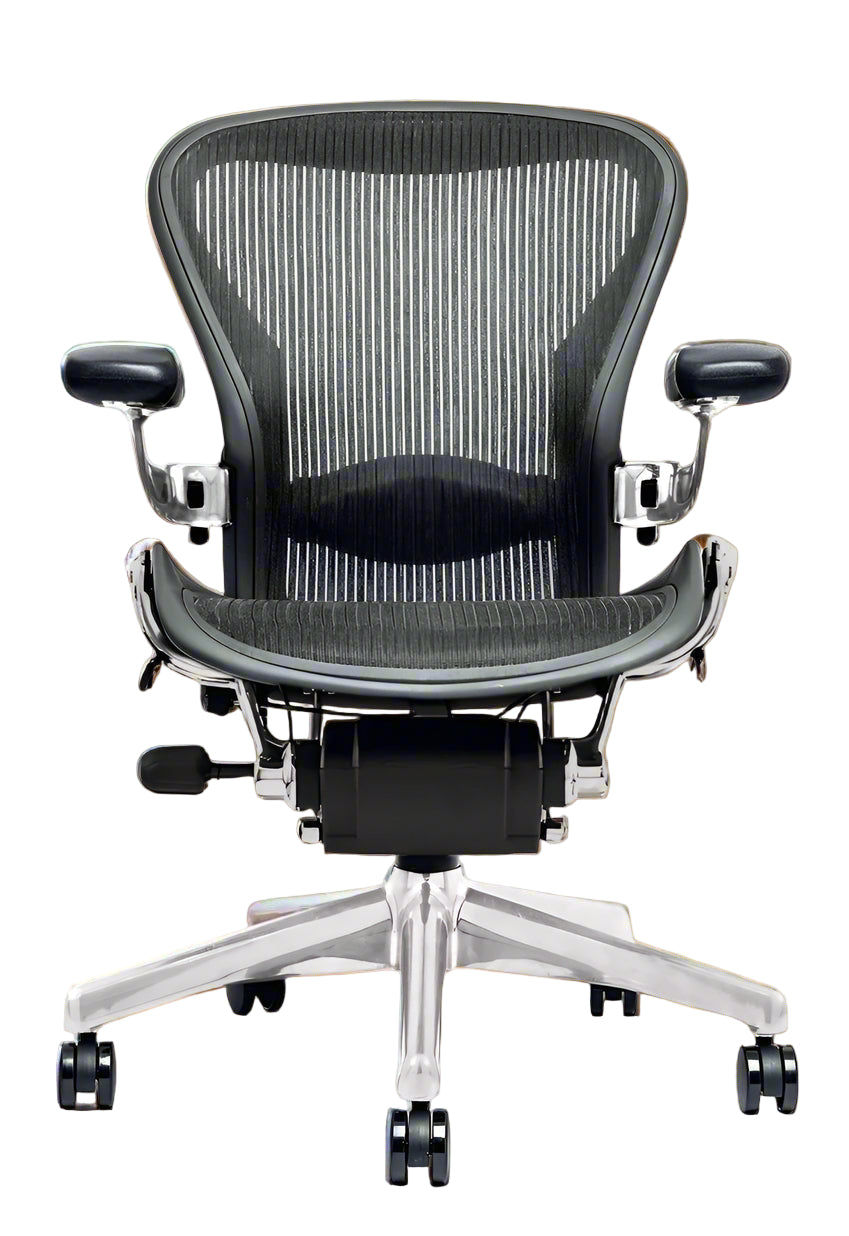 Refurbished Herman Miller Polished Aluminium Aeron chair – Fully Loaded size B