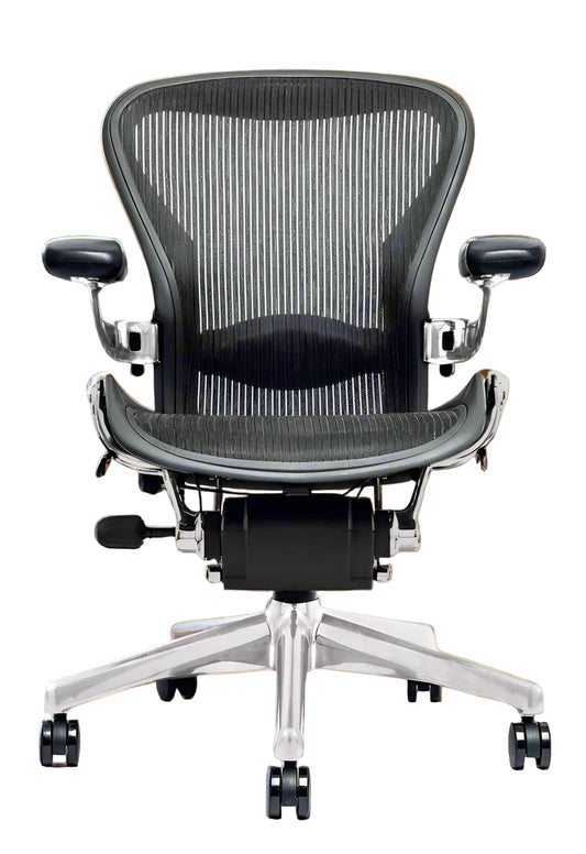 Refurbished Herman Miller Polished Aluminium Aeron chair – Fully Loaded size B